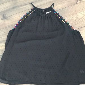 Black top with Pom Pom